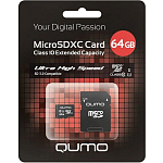 Micro SD 64Gb Qumo Class 10 UHS-I с адаптером SD