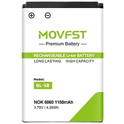 АКБ MOVFST для NOKIA (BL-5B), 1150 mAh