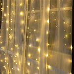 Гирлянда "Занавес", 3 х 3 м, на крючках РОСА свечение желтое (ПИТАНИЕ 3 АА)