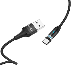 Кабель USB <--> Type-C  1.2м HOCO U76, чёрный магнитный