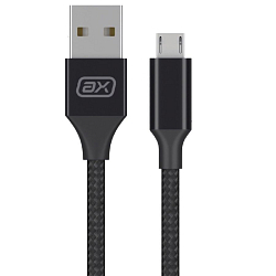 Кабель USB <--> microUSB  1.0м AXXA нейлон, черный