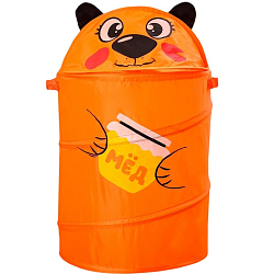 Корзина для игрушек «Мишка» с ручками, 33.7х33.7х55 см 1598848