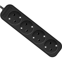 Сетевой удлинитель 1.8м DEFENDER M418 4 розетки, 10А, черный, с/з