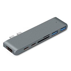 USB-Хаб JETACCESS JA-HV11, серый, 7в1 для MacBook Pro и MacBook Air