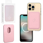 Кошелек для карт Leather Wallet Sand Pink iPhone 12-15 Pro Max (Анимация NFC Clear) с лого