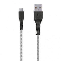 Кабель USB <--> microUSB  2.0м SMARTBUY "карбон", белый (iK-20n-2 white)