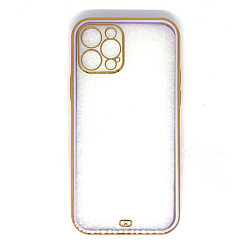 Задняя накладка AKSS для iPhone 12 Pro (6.1), сиреневый, с металическим ободком (технология 6D)
