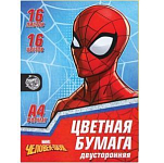 Бумага цветная двусторонняя «Человек-паук», А4, 16 листов, 16 цветов, Человек паук 4823201