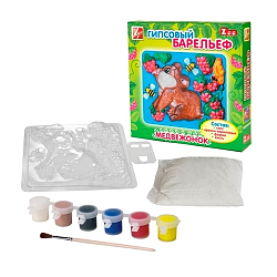 Набор для изготовления барельефа ЛУЧ "Медвежонок" (гипс, краски акрил 6 цв., форма, кисть), 1609-08