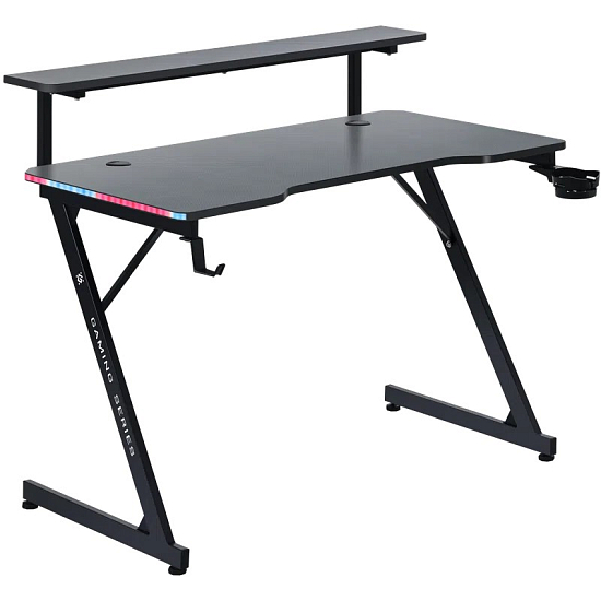 Стол игровой DEFENDER Adamant полка,подвесы,черн,МДФ,RGB