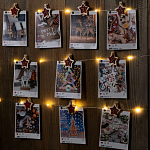 Гирлянда "Нить - Роса с насадками" 2 м, «Прищепки-звёздочки», свечение тёплое белое, ААх2, IP20