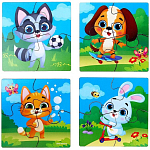 Пазл 4 в 1 Лесная мастерская 10х10 см