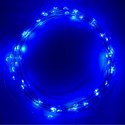 Гирлянда "Нить - Роса" 5 м, свечение синий свет, 3хАА, IP20, ЭРА