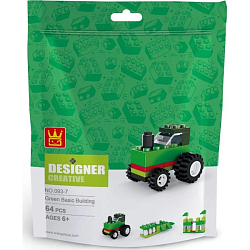 Конструктор Wange 70012 Набор для творчества: крепость, трактор, крокодил, лего совместимый, 64 дет (093-7)