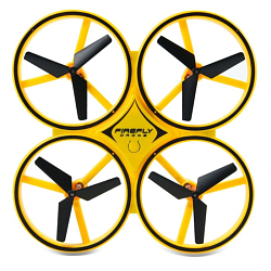 Квадрокоптер р/у "Дрон RC177" (17 см, упр. с брасл., 4 кан., 3D трюк, свет, USB, зап. дет., желтый)