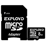 Micro SD  8Gb Exployd Class 10 с адаптером SD