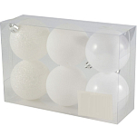 Набор шаров 6 см, 6 шт, цвет: бел (2шт с блестками, 2шт мат, 2шт глянц) SYQA- 0123123-03 арт.106306