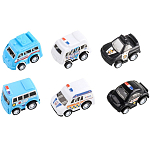 Набор машинок Bebelot "Пуллбэк: Полицейские автомобили" (5 см, 6 шт., пружин. механизм)