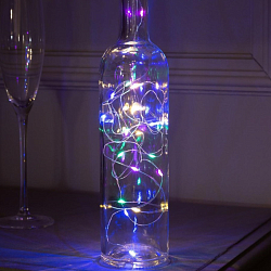 Гирлянда "Нить - Роса с пробкой" 2 м, свечение мульти, LR44х3, IP20