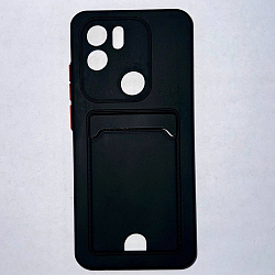 Силиконовый чехол BUTTON для Xiaomi Redmi A1+/Redmi A2+ /POCO C51 черный , с карманом для пластик карт