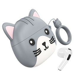 Наушники HOCO EW46 в чехле "Кот" серый