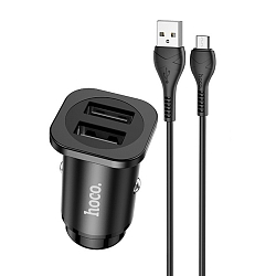 Авто ЗУ 2USB 4.8A HOCO NZ4, Wise, Type-C, чёрный