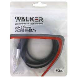 Кабель Jack 3.5 <--> Jack 3.5  1.0м WALKER WCA-051 плоский черный (в пакете)
