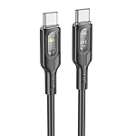 Кабель Type-C <--> Type-C  1.2м HOCO U120 Transparent Explore, PD 60Вт, чёрный