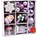 Ёлочные игрушки «Праздничный», новогодние, набор 20 шт., сиреневый/белый