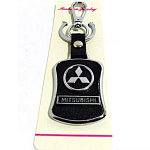 Брелок с карабином MITSUBISHI хром-металл на коже