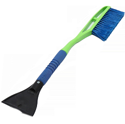 Щетка-скребок для снега и льда синий ворс 63см,мягкая ручка,распущенная щетина, морозостойкая