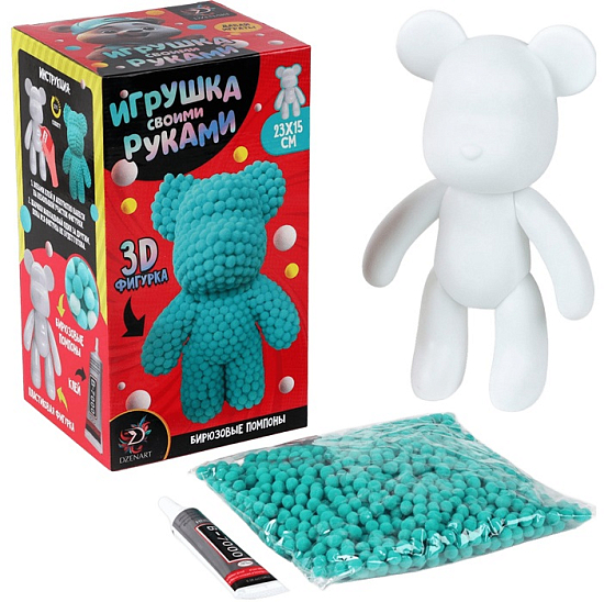 Игрушка помпонами «Медведь», мятный 10133476