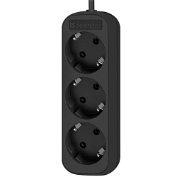 Сетевой удлинитель  5.0м DEFENDER M350 3 розетки, 10А, черный, с/з