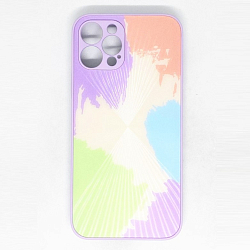 Задняя накладка AKSS для iPhone 12 Pro (6.1), пятнистый фиолетово-зеленый, "имитация стекла"