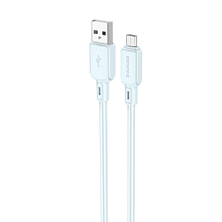 Кабель USB <--> microUSB  1.0м BOROFONE BX94 Crystal, синий