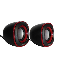 Колонки 2.0 FAISON SC-2, MINI, чёрный, красная вставка (2*3Вт)
