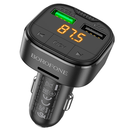 FM-модулятор BOROFONE BC43, Flash, чёрный