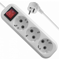 Сетевой удлинитель  5.0м KRONUS KRS-04-0008, 3 розетки, 16А/3,5кВт, с выкл., с/з, ПВС 3х1,0