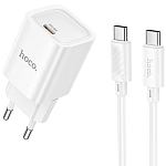 Сетевое ЗУ 1Type-C HOCO C148A Charm, белый, кабель Type-C - Type-C, PD30Вт