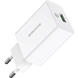 Сетевое ЗУ 1Type-C BOROFONE BA21A, Pro Long, белый, кабель Lightning-Type-C, PD20W
