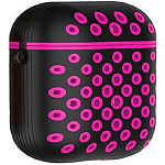 Силиконовый чехол STR Soft-Touch для AirPods Nike (черно-розовый)