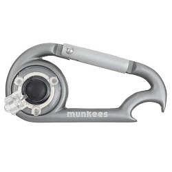 Брелок-фонарик Munkees с открывалкой, на карабине, серый