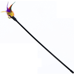 Дразнилка с пёрышками и бубенчиком, 46 см, микс цветов