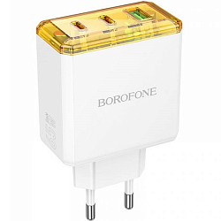 Сетевое ЗУ 1USB/2Type-C 3.0A BOROFONE BAS34A Treasurel PD65W, белый