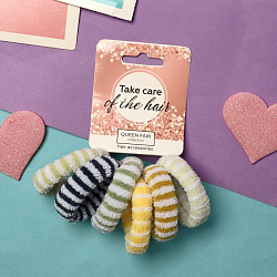 Резинка для волос "Махрушка" (набор 6 шт) полоски нежность, 3,5 см 9899540