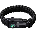 Браслет для выживания 4 в1 (паракорд, компас, свисток, огниво), 25.5×2.5 см, 3 м, тёмно-зелёный