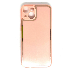 Задняя накладка AKSS для iPhone 13, розовый, имитация стекла с защитой камеры