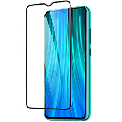 Противоударное стекло 2.5D NONAME для XIAOMI Redmi Note 8 черное, полный клей, в техпаке