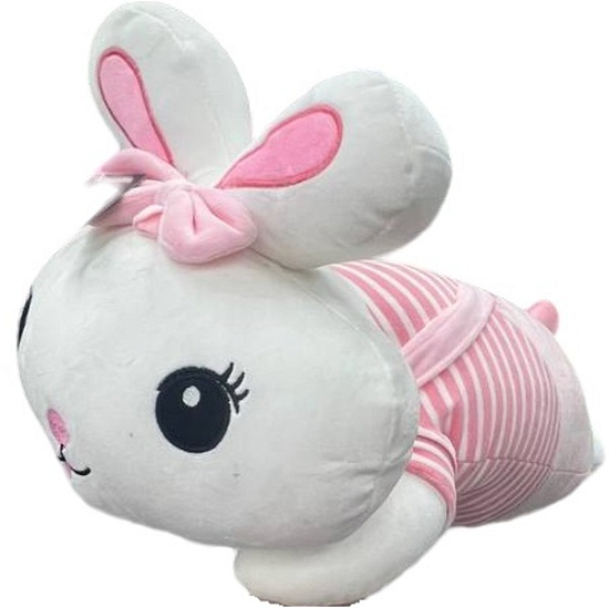 Игрушка мягкая с пледом "Зайка в тельняшке", розовый