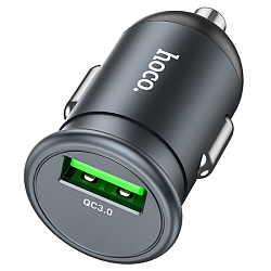 Авто ЗУ 1USB HOCO Z43, Mighty, серый, microUSB, 18W, QC3.0
